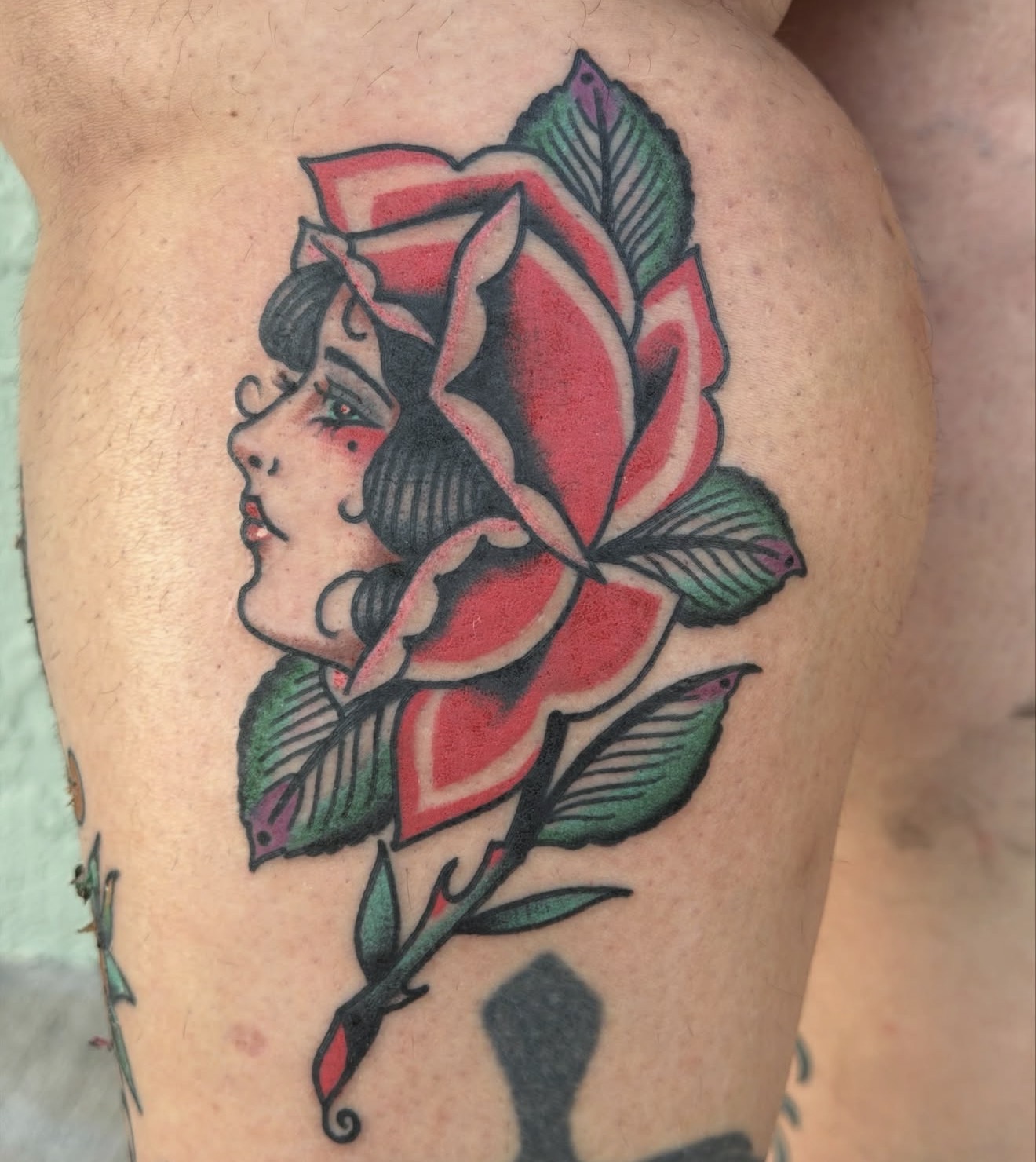 Traditional girl with rose by Billy