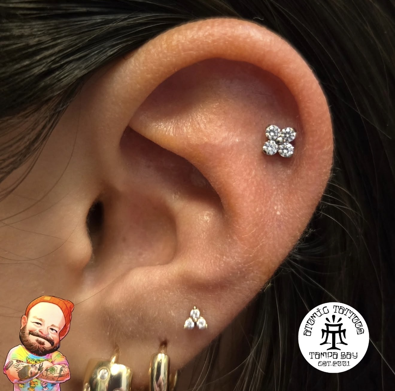 Cartilage ear piercing with NeoMetal by Brad